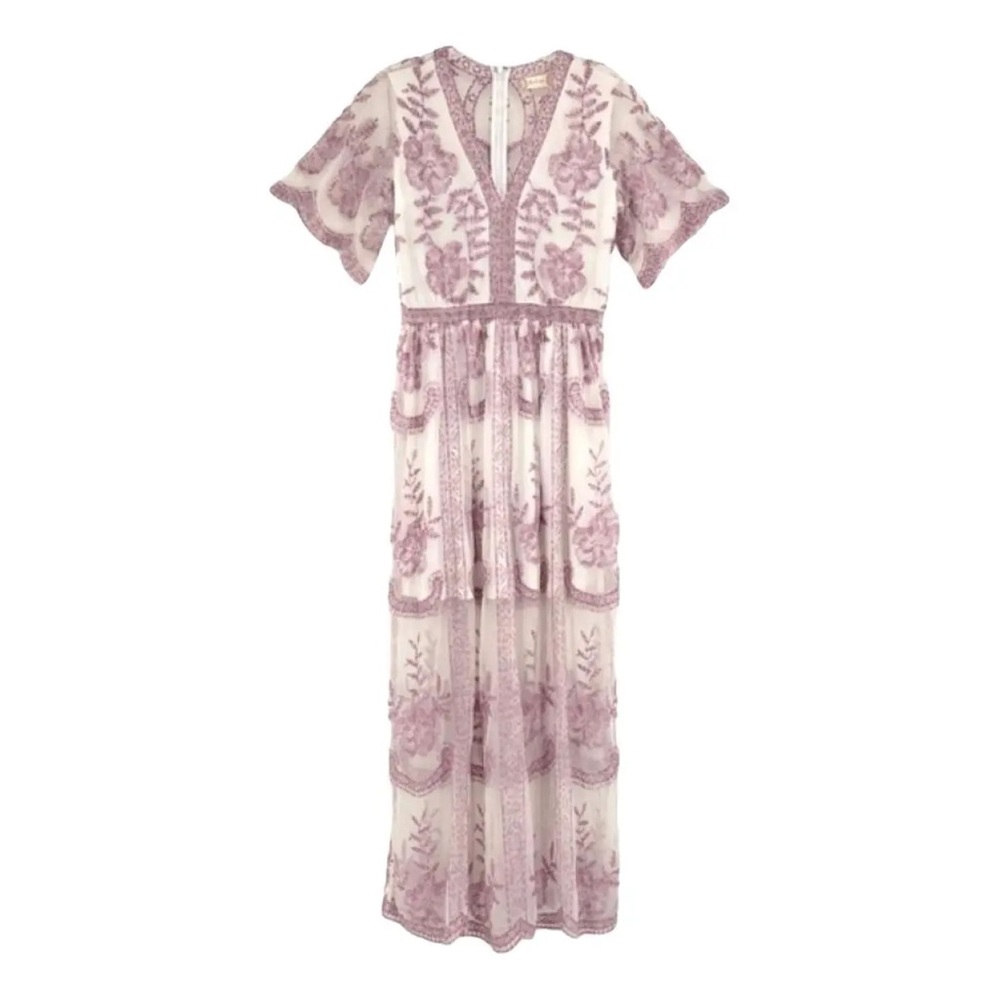 Altar’d State Pink Purple Lace Sheer Maxi Dress Women’s Size Small - Picture 2 of 12
